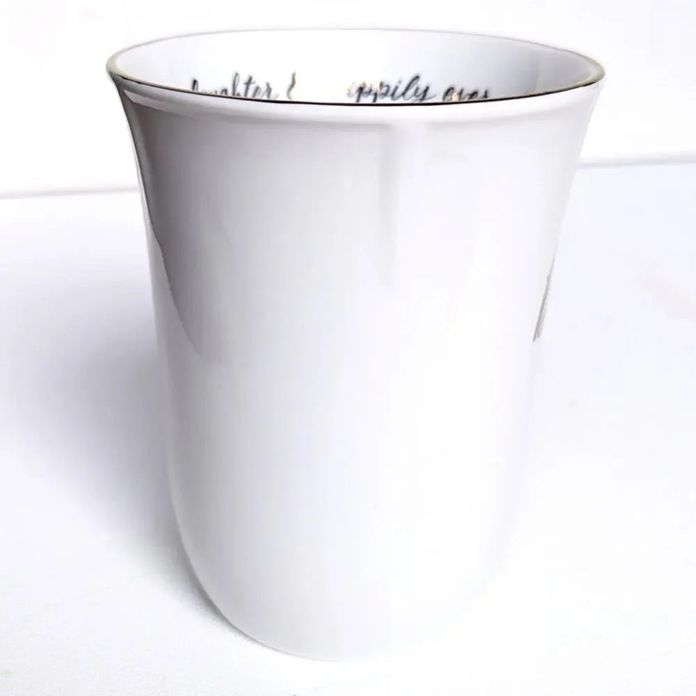 Williams Sonoma “Bride XO” Porcelain Coffee Mug – 14 oz Metallic Gold Script
